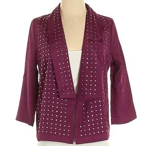 Rock and Republic Cardigan Purple Studded Punk Evening Jacket Size 2
